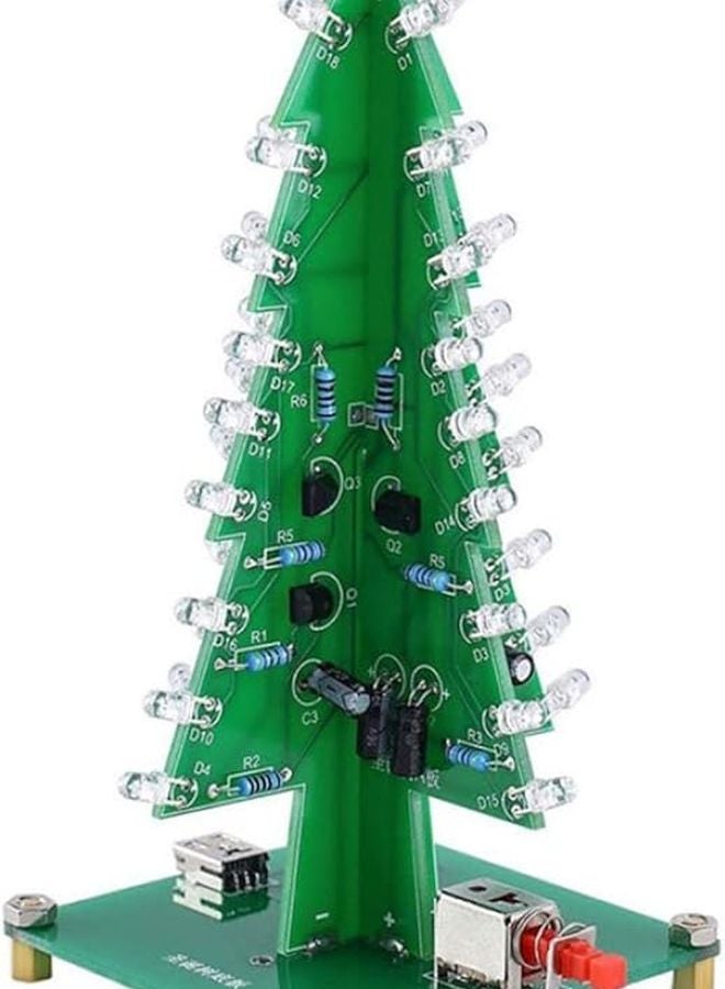 مجموعة DIY لشجرة عيد الميلاد ذات دائرة فلاش LED ثلاثية الأبعاد مع 7 ألوان تضيء إبداعك - Image 1